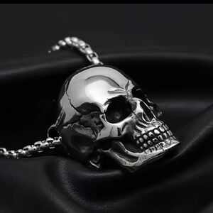 Gothic Skull Pendant, Unisex Hip-Hop Punk Badass, Steampunk, Goth, Moto Necklace